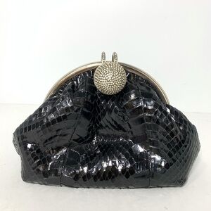 Fortuna Valentino snakeskin mini pouch purse black